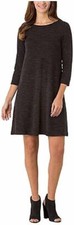 Hilary Radley Ladies Sleeve French Terry Pullover dress Black Space Dye