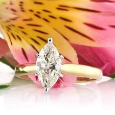 1.33 Ct Simulated Diamond Engagement Wedding Ring 14K Solid Yellow Gold Size 8