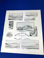 1892 Print SUNSET HILL HOUSE Sugar Hill, NH ~ Proprietors Bowles & Hoskins