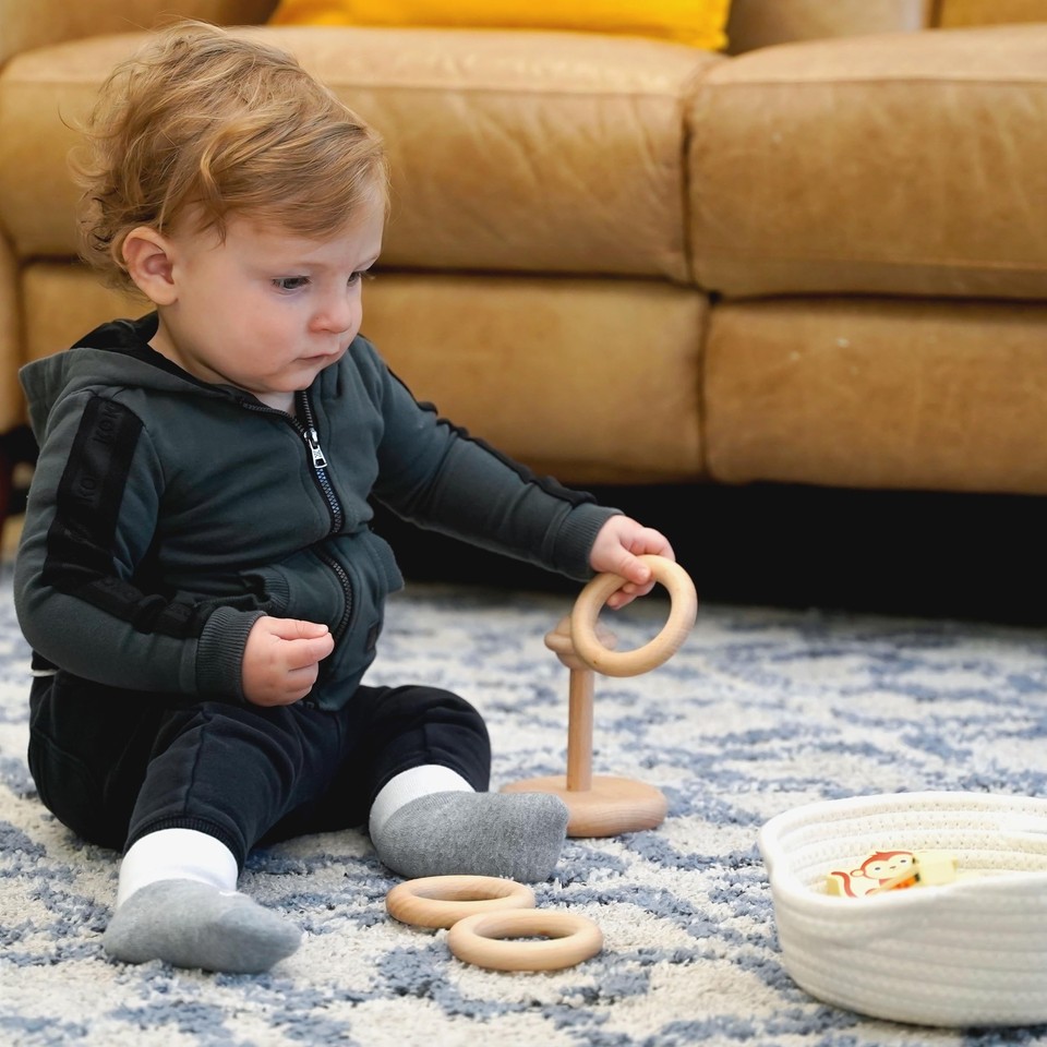 Montessori Toy Set 910 Months Baby Toys Wooden Stacking Cups, Ring
