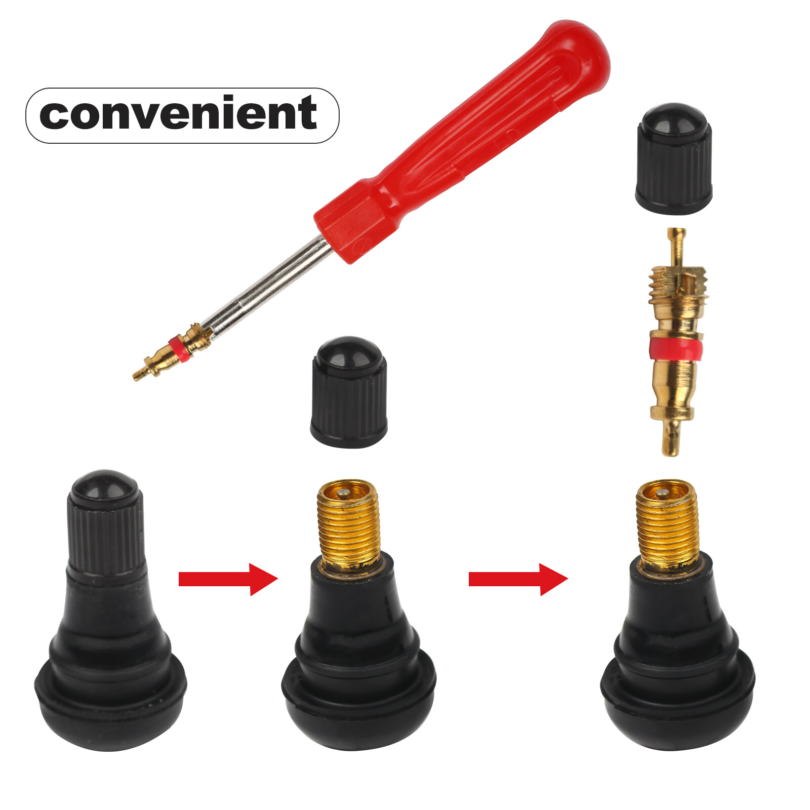 43pcs Kit Valve Stem Installation Remover Repair Tool Puller Car Tire