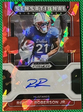 Reggie Roberson Jr 2023 Panini Prizm Draft Picks Red Cracked Ice Auto RC SMU