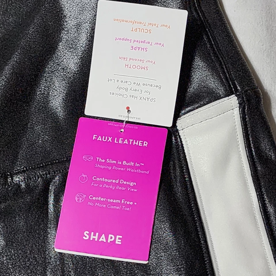 Leggings de tiro alto Spanx para mujer talla grande imitación cuero rayas negro blanco 3X Foto 3 de 4