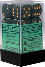 Chessex Dice d6 Sets Golden Recon Speckled-16mm Six Sided Die12 Block CHX 25735