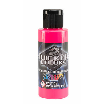  Createx Wicked Colors W026 Fluorescent Pink 2oz. water-based airbrush paint