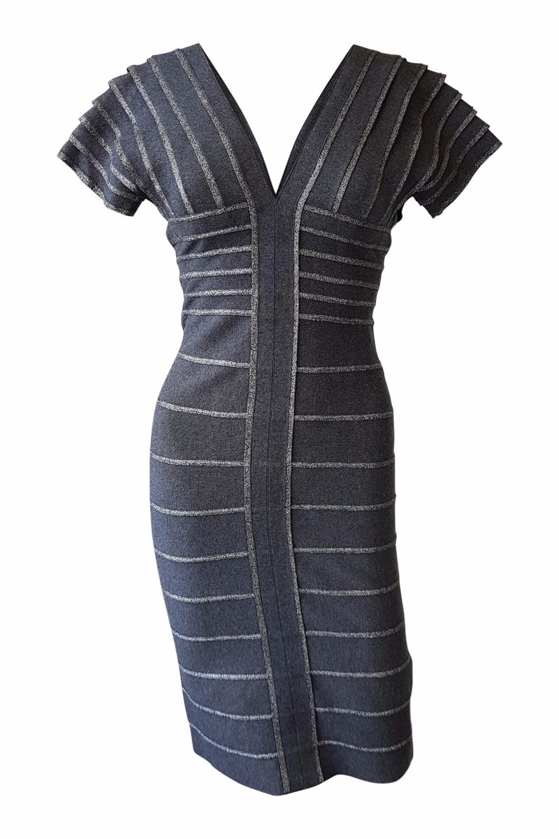 herve leger grey bandage dress Herve Leger Grey bandage Cocktail Dress UK XS