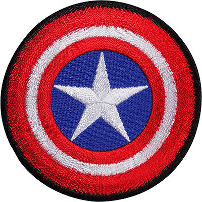 Captain America Schild bestickt Bügelbild/Aufnähen Patch T-Shirt Tasche Comic Abzeichen