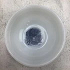 Vintage blue and white Currier & Ives pattern milk glass soup or cereal bowl