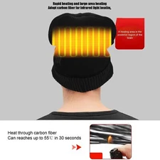 NEW Electric Heated Beanie Hat Unisex Usb Rechargeable Winter Heating Hat Cold