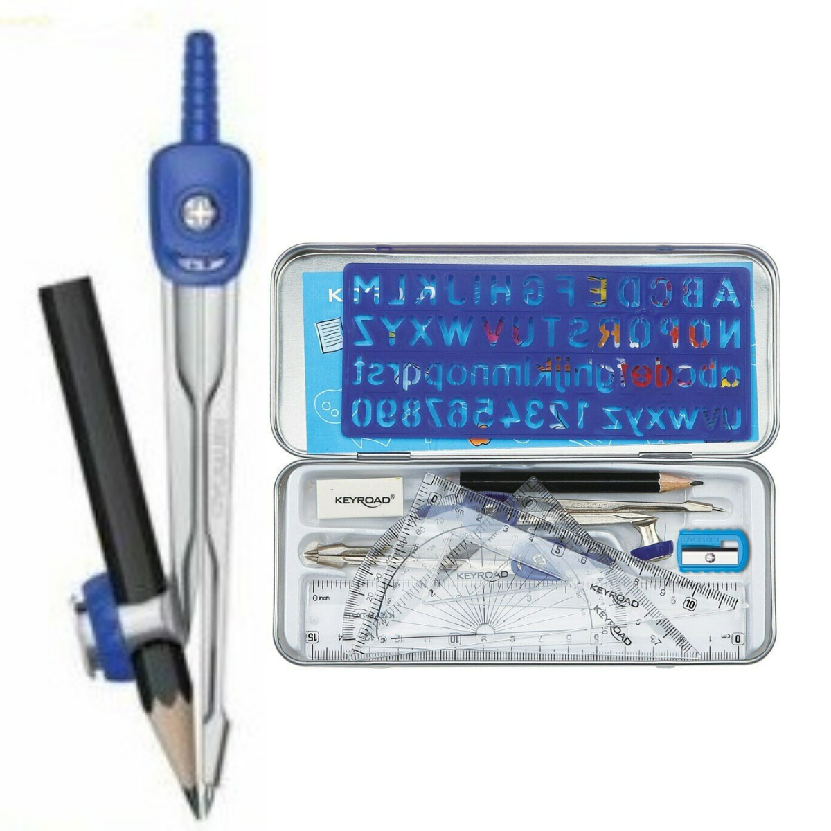 1 / 2 Sets of Geometry Set 11pc Keyroad Math Tin Durable | eBay