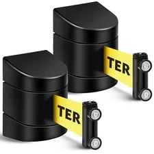 Barydat 16.4 ft Magnetic Retractable Wall Mount Barrier, Safety Belt (2 Pcs)