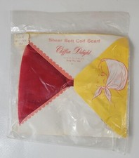 Vintage 1960's Red Chiffon Delight Sheer Soft Coif Hair 100 Nylon Scarf XL NEW