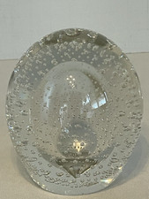 Vintage Hand Blown Glass Controlled Bubbles  Embedded Ball Paperweight