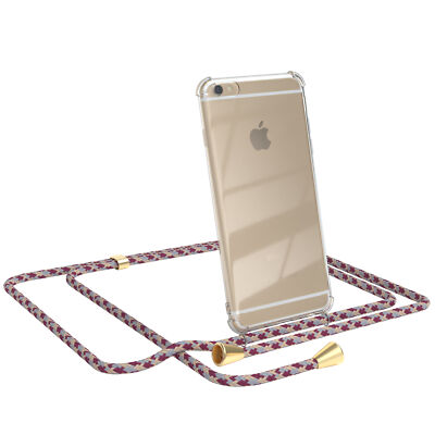 Für Apple iPhone 6 iPhone 6s Hülle mit Kette Band Case zum Umhängen Rot Beige