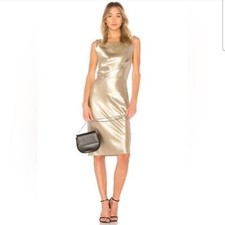 NILI LOTAN Anne Metallic Knee Length Dress in Gold, Size 2