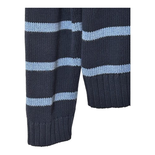 LRL Lauren Jeans Co Womens Cable Knit Sweater L Blue Stripe Metal Toggles VTG - Picture 7 of 17