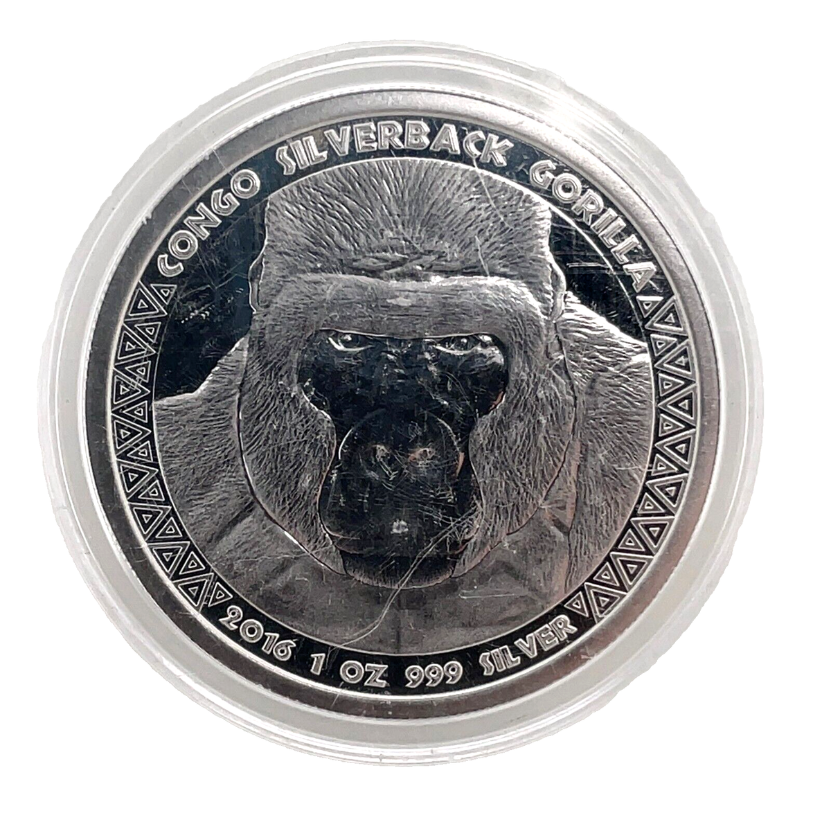 2016 Congo Silverback Gorilla 5000 Francs .999 Silver 1 Troy Oz