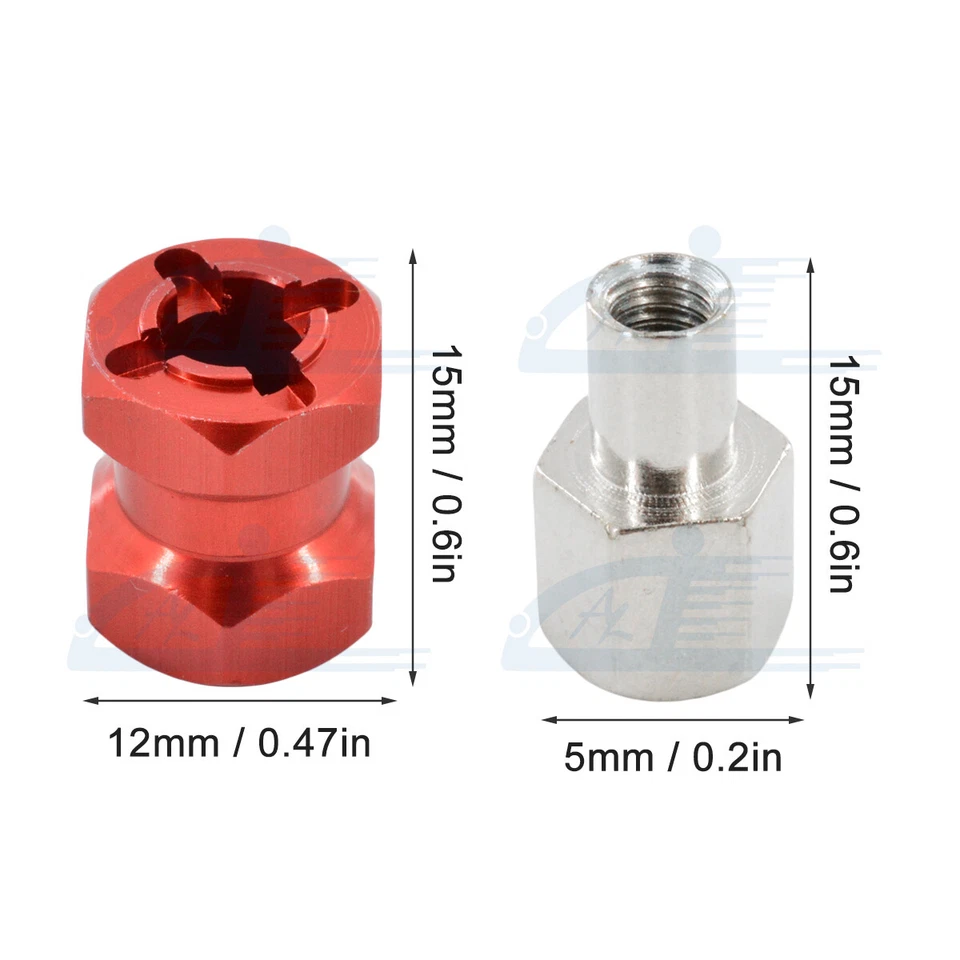 Adaptador de extensión de ancho de cubo de rueda hexagonal 4x 12 mm para oruga 1/10 RC AXIAL SCX10 Foto 2 de 4