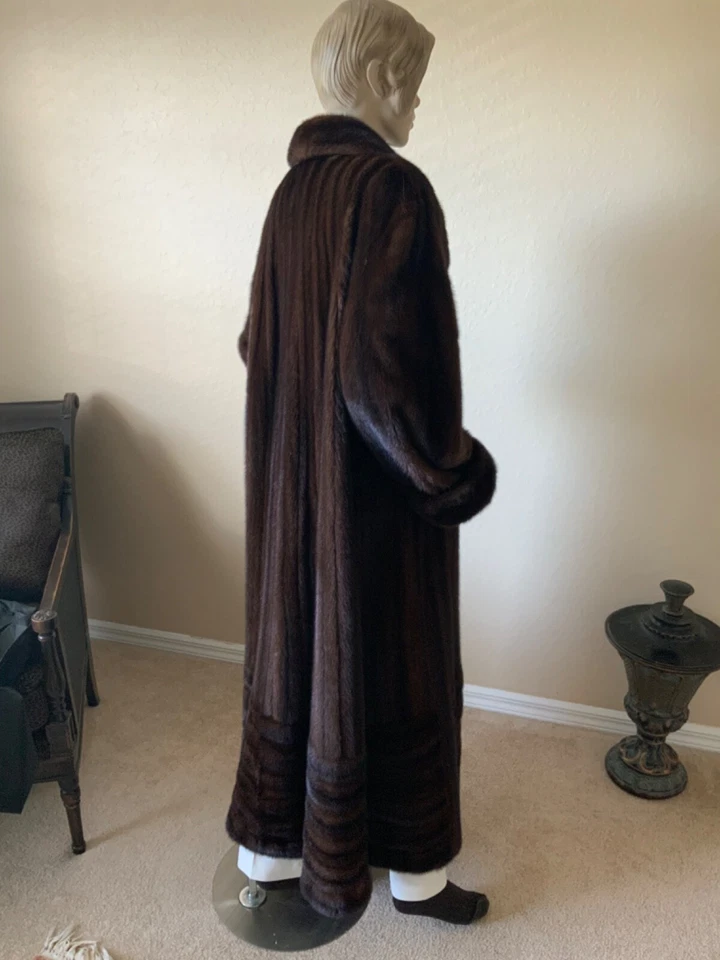 "Impresionante abrigo visón direccional caoba lujoso 53"" Saks Fifth Avenue L - XL" Foto 3 de 4