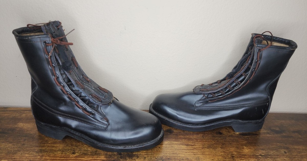 Vintage 1975 Addison Company Leather Military Boots Lace In