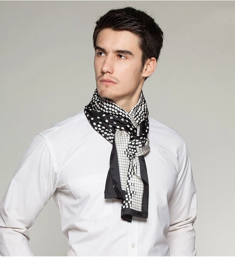 Long white silk online scarf
