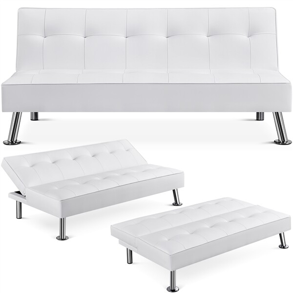 White Faux Leather Futon Sofa Bed Matttroy