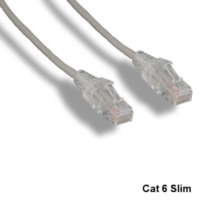 KNTK Gray 25' Slim Type Cat6 UTP Ethernet Cable 550MHz RJ45 Patch Panel Network