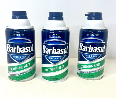 Barbasol Thick and Rich Shaving Cream With Soothing Aloe 3 Pack 10oz Bottles
