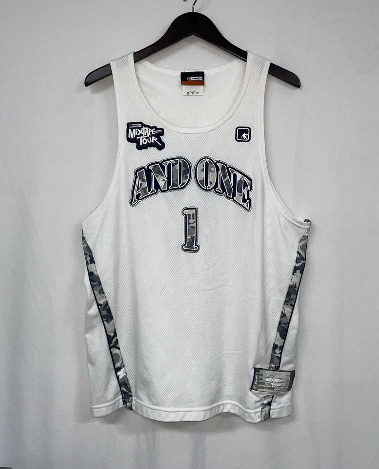 Vintage And 1 Mixtape Tour 2004 Basketball Jersey Men’s Medium White Camo And1 - Image 3 of 4