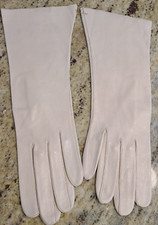 Vintage Size S 6.5 Beige Leather Formal Gloves 11.5" Long France Washable