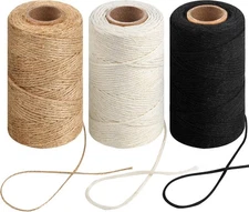 3 Pcs. Roll Natural Jute Twine String Thin Ribbon Hemp Gardening Plant Gift Wrap