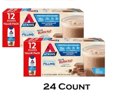2 x 12 Pack Atkins Milk Chocolate Delight Protein Shake, Low Glycemic, 11 fl oz