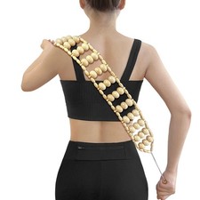 Wood Back Massager Roller Rope, Manual Massage Strap for Back, Neck, Shoulder...