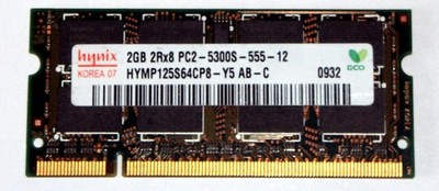 2 GB DDR2 RAM 200-pin SO-DIMM 2Rx8 PC2-5300S  'Hynix HYMP125S64CP8-Y5 AB-C'