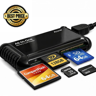 Acuvar XD Picture Card Reader/Writer   All-in-One USB Memory All-in-1, BLACK