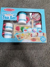 Melissa  Doug Steep  Serve Wooden Pretend Tea Play Set 20 Pieces VGC