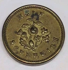 SOVEREIGN COIN WEIGHT ANTIQUE NUMISMATIC HALF GUINEA GOLD SCALES WEIGHT BRASS