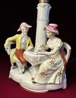 VTG Porcelain Couple Tea at Table, Figurine Working Table Lamp,  C. B. Germany — photo 4