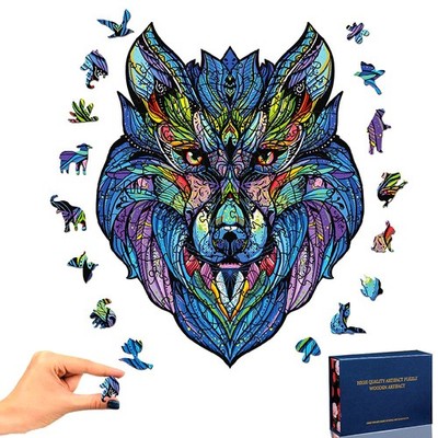 Holzwolf Puzzle 100 Stück 16x26cm Familien Spielzeug