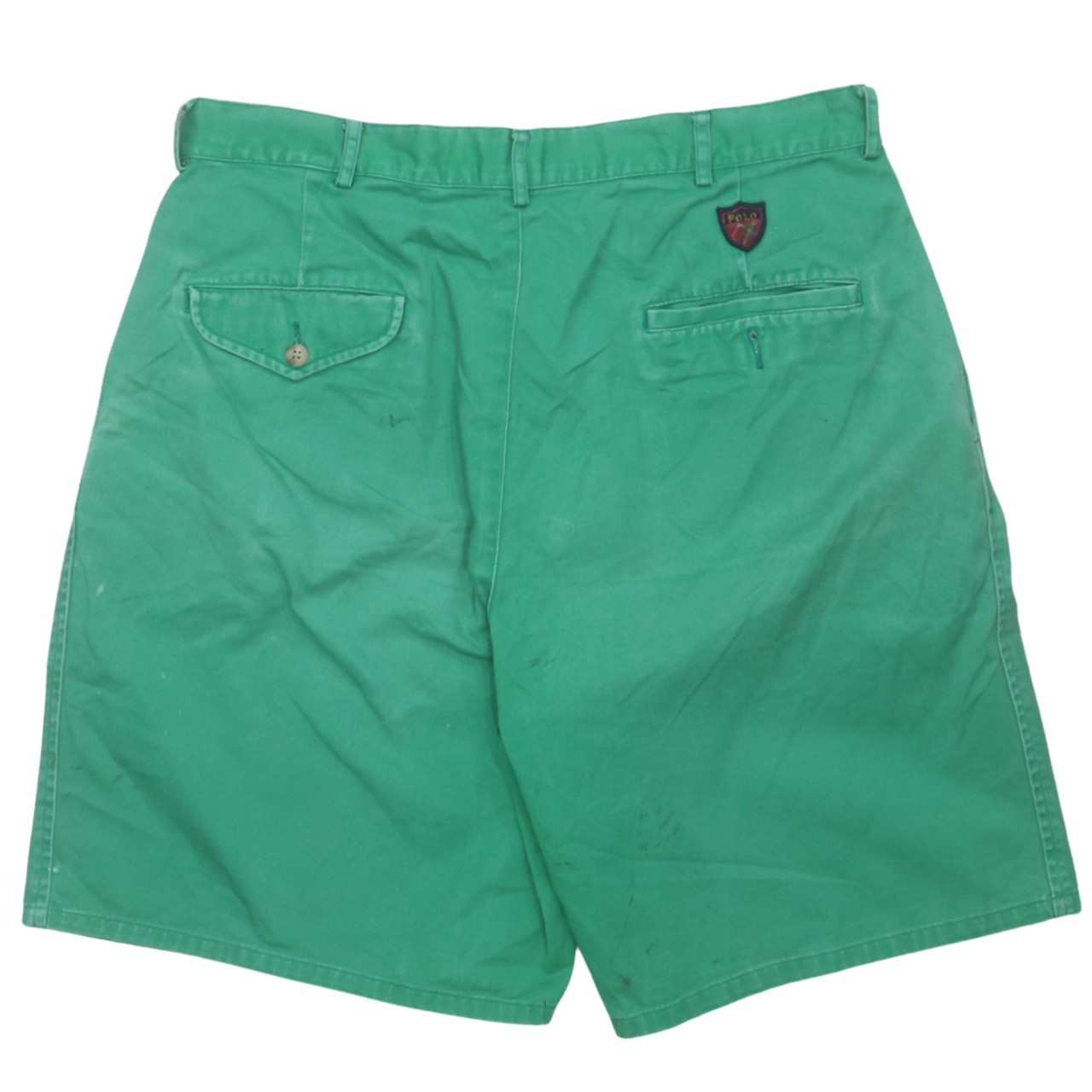 Polo Ralph Lauren Mens Green Chino Shorts Cotton Pleated Logo Patch Relaxed M