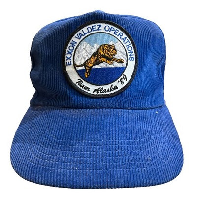 EXXON VALDEZ Alaska Team Operations Corduroy SnapBack Hat Cap Baseball Blue 1989