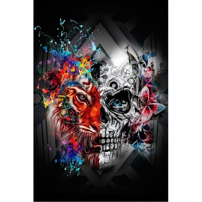 Puzzle 1000 Pieces Tiger and Skull Classic Puzzle DIY Kit Wooden Toy Unique G...