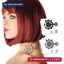 Gamer Cosplay Temporary Tattoos: Steampunk Gears- 4 pack - Easier than Make-Up -