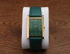 Vintage Seiko Slim Quartz Men's Wrist Watch Green Dial with Green Strap.