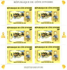 Costa de Marfil 2005 Perf. Bloque de estampillas personalizadas Vincent Van Gogh 1 N° 1410 - 1413