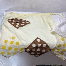 VTG Child's Yellow Patchwork Apron Homemade  Baby Doll Dress White Eyelet  