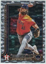 2025 Topps Series 2 #522 Spencer Arrighetti Silver Crackle Foilboard Astros