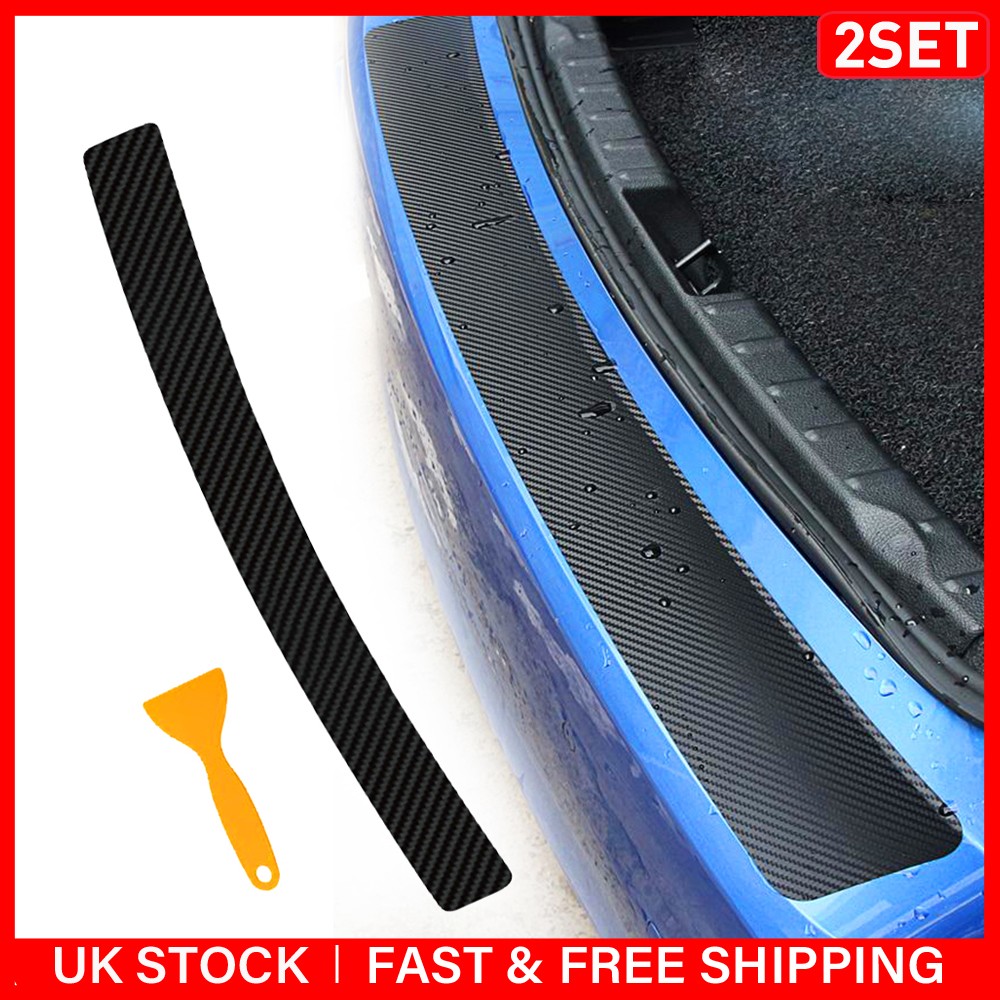 2x 90cm 4D Carbon Fiber Car Rear Bumper Protector Guard Trunk Sill Sticker Scuff
