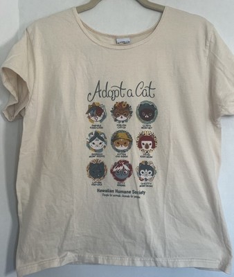 CRAZY SHIRTS Hawaiian Humane Society Adopt a Cat Coconut Dyed T-Shirt Cream M