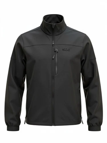 SOG Black Softshell Jacket Men's XL Zip Stand-Up Collar Lined Logo Casual - product listing photo